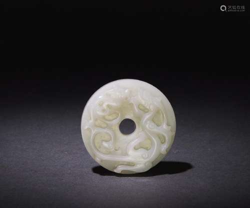 White Jade Bi with Chilong, 18th C. or Earlier