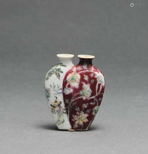 Famille Rose Double Snuff Bottle, 18th - 19th C.