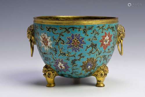 Chinese Cloisonne Incense Burner, Early Ming