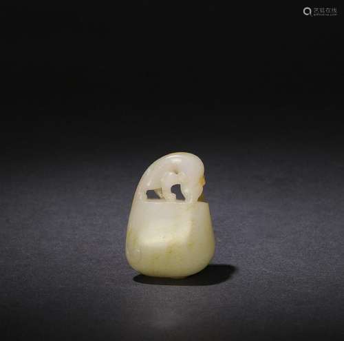 Chinese White Jade w/ Skin Seal Carving, 18th C.