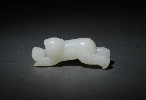 Chinese White Jade Carved Boy, 18th Century