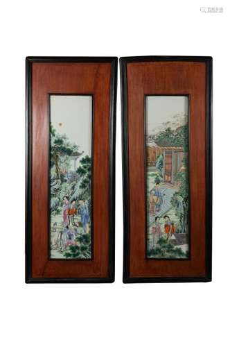 Pair of Chinese Famille Rose Plaques, Early 20 C.