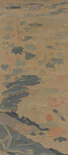 Chinese Kesi Panel of Cranes & Lotuses, Ming