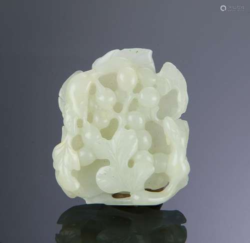 Chinese White Jade Carving of Squirrels, 18th C.