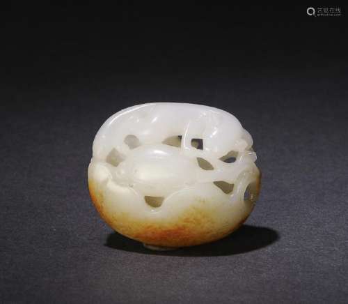 Chinese White Jade Carved Toggle, 18th Century