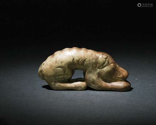 Yellow Jade Carved Beast, Ming Dynasty or Earlier