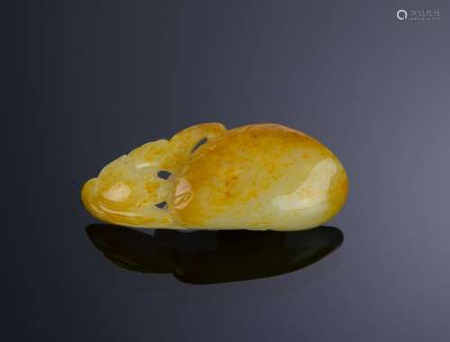 White Jade Melon & Bat Pendant, 18th - 19th C.