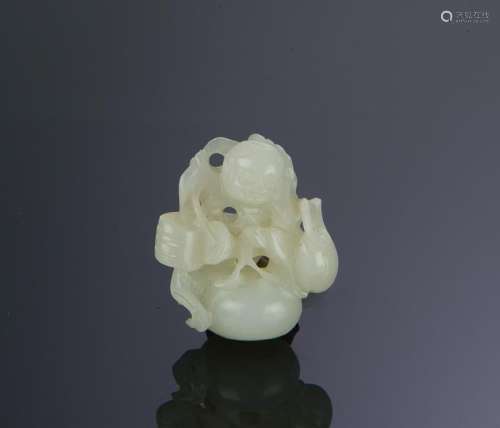 Chinese White Jade Carved Liu Hai, 18th Century