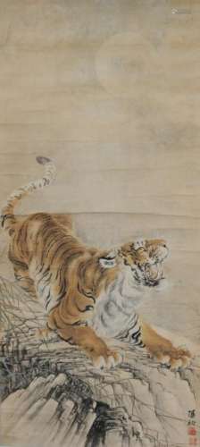 Chinese Painting of a Tiger by Wu Zhaobing