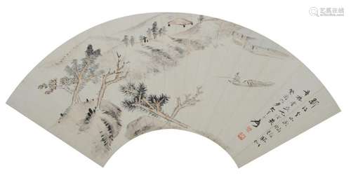 Fan Landscape Painting by Zhang Daqian