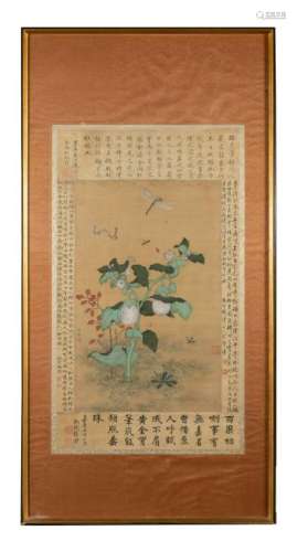 Painting of Flowers & Insects, attributed Ai Xuan