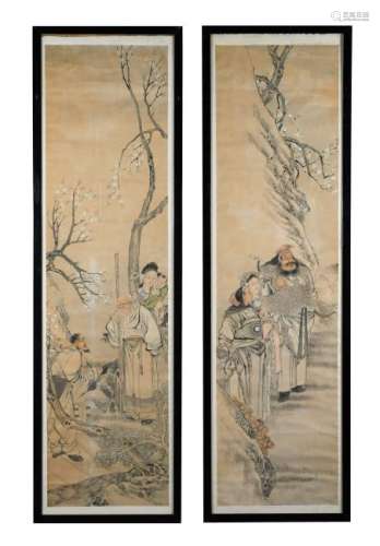 Pair of Chinese Paintings, 19th - Early 20th C.