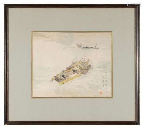 Watercolor Painting of Boat, Cheng Chi (1912-2005)