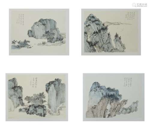 Set of Four Landscape Paintings, Pu Ru (1896-1963)