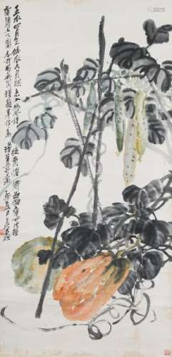 Painting of Pumpkins by Wu Changshuo, 1915