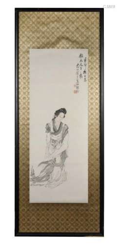 Framed Painting of Court Lady by Xu Chao