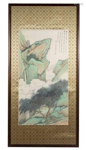Framed Landscape Painting by Wu Guxiang
