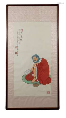 Chinese Painting of a Buddha by Li Fenggong