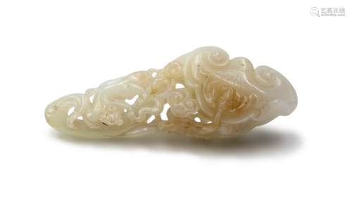 CHINESE CARVED WHITE JADE LINGZHI TOGGLE
