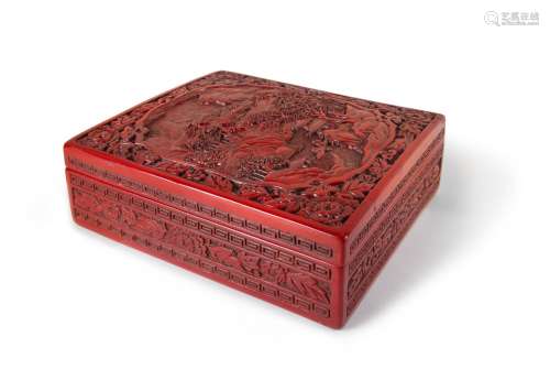 CINNABAR CARVED LACQUER BOX