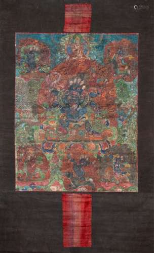 18th CENTURY TIBETAN PAINTED SILK TANGKA