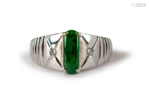 JADEITE AND DIAMOND RING