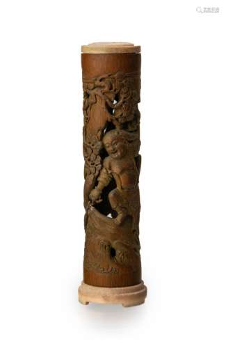 CHINESE CARVED BAMBOO INCENSE BURNER