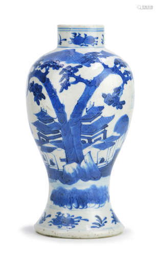 SMALL BLUE AND WHITE PLUM VASE