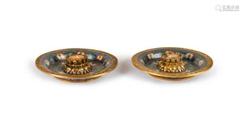 PAIR OF CHINESE CLOISONNE CANDLESTICK HOLDERS