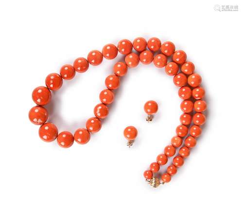 NATURAL CORAL NECKLACE AND MATCHING EARRINGS