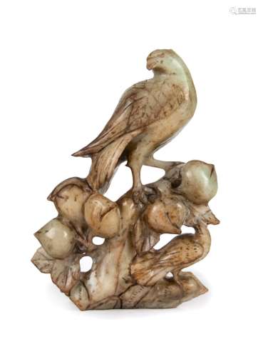 STONE PHEASANT AND PEACHES FIGURINE