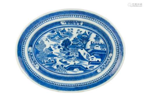 LARGE BLUE AND WHITE PORCELAIN PLATE