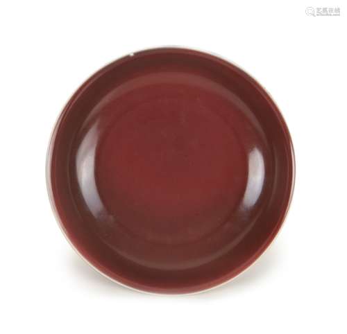 A COPPER RED GLAZED DISH, QIANLONG MARK AND PERIOD