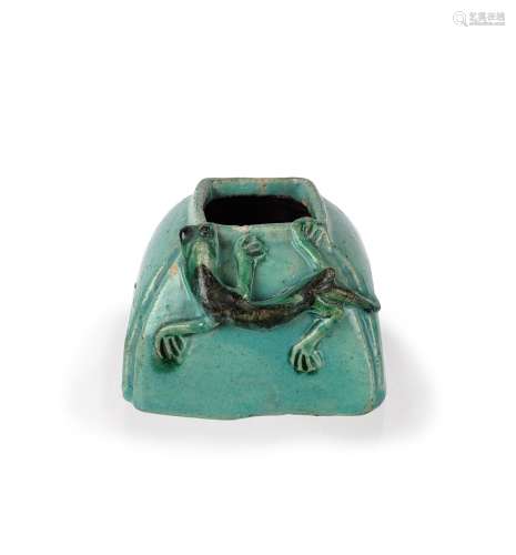 CHINESE TURQUOISE GLAZE DRAGON INK WELL
