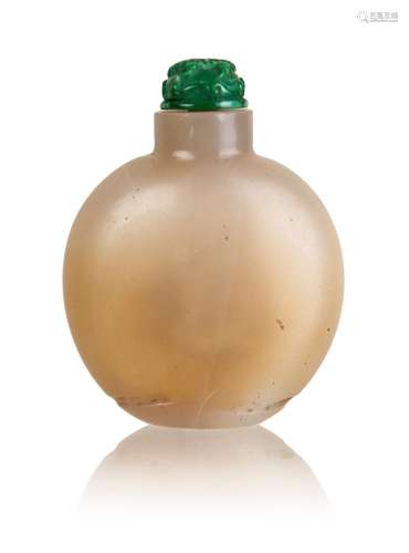 AGATE SNUFF BOTTLE-PALE YELLOW