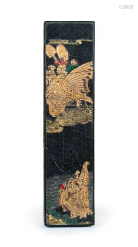CHINESE INK CAKE WITH GILT FIGURES