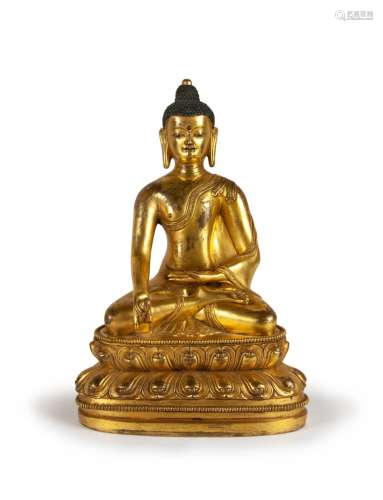 GILT-BRONZE FIGURE OF BUDDHA SAKYAMUNI