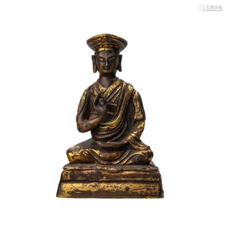 CHINESE COPPER SEATED FIGURE
