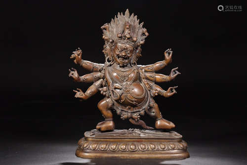 17-19TH CENTURY, A TIBETAN BUDDHA DESIGN BRONZE ORNAMENT, QING DYNASTY