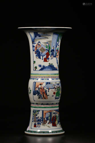 17-19TH CENTURY, A STORY DESIGN PORCELAIN VASE, QING DYNASTY