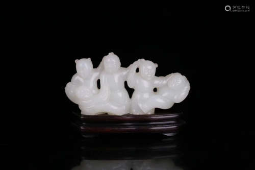 17-19TH CENTURY, A STORY DESIGN HETIAN JADE ORNAMENT, QING DYNASTY