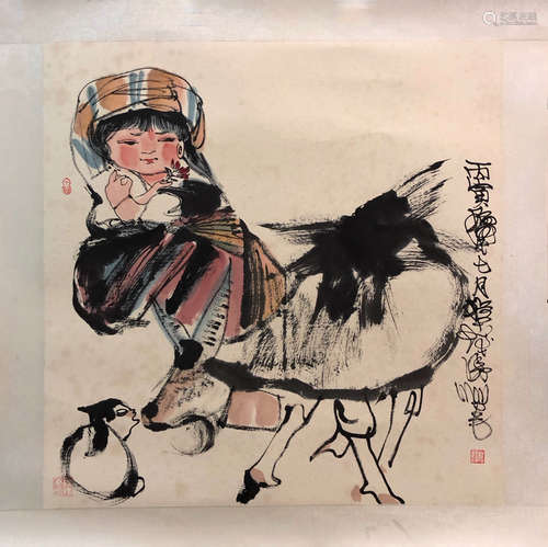 SHIFA CHENG <FEEDING SHEEP FEMALE> PAINTING