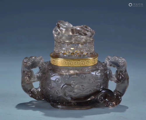 17-19TH CENTURY, AN IMPERIAL STYLE DRAGON PATTERN CRYSTAL CENSER, QING DYNASTY