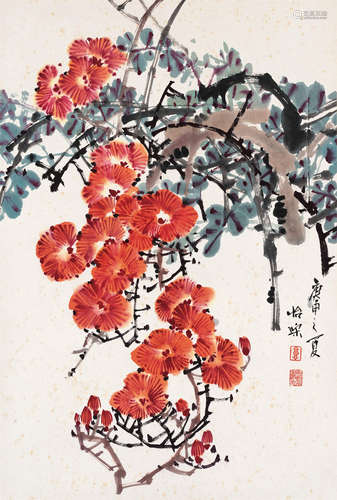 郭怡孮 花卉 纸本