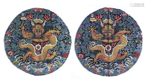 PAIR OF IMPERIAL 'DRAGON' ROUNDEL, GUANGXU PERIOD