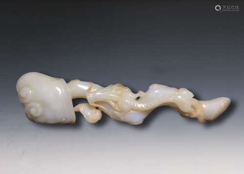 CARVED WHITE JADE RUYI