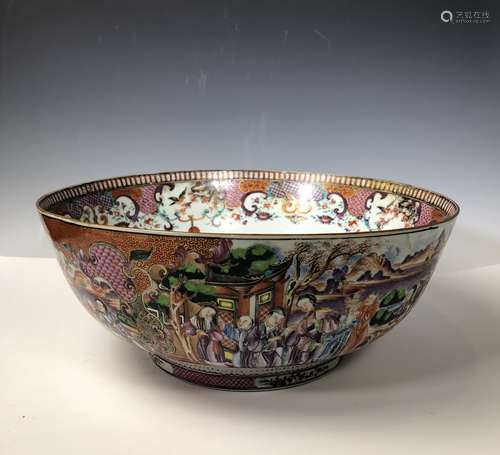 19TH C. CHINESE EXPORT PORCELAIN PUNCH BOWL