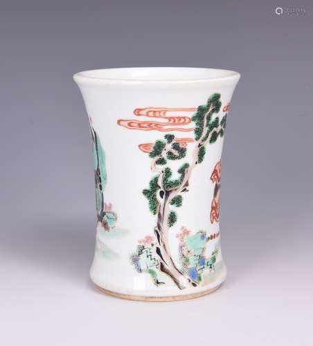 WUCAI PORCELAIN FIGURAL BRUSH POT