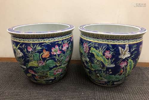 PAIR OF LARGE PORCELAIN PLANTERS