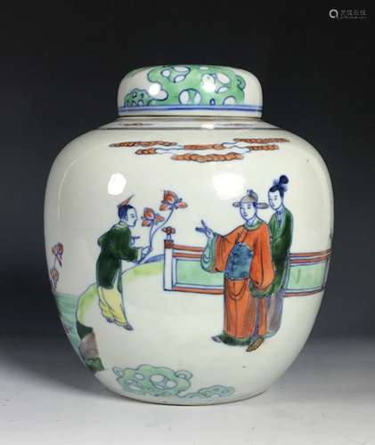 KANGXI PERIOD DOUCAI PORCELAIN GINGER JAR